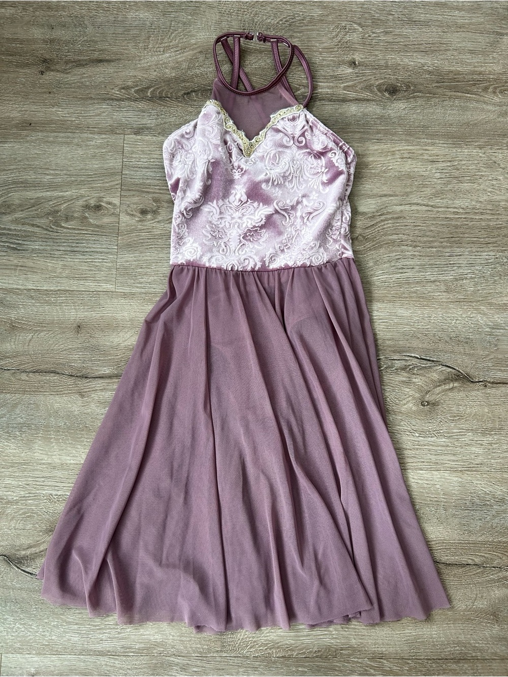 Weissman Dusty Rose Lace and Chiffon Dress Costume